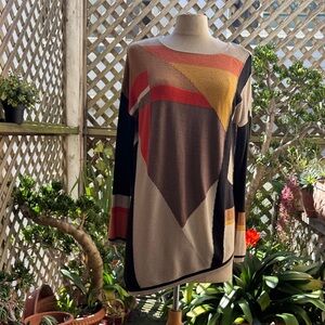 Nic + Zoe Colorful Geometric, Asymmetrical Women's Sweater Size Small GUC